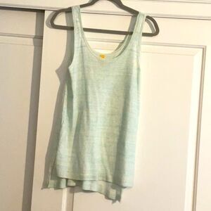 Lole Linen Blend Ribbed Tank Top In Turquoise Cream Marled Tank